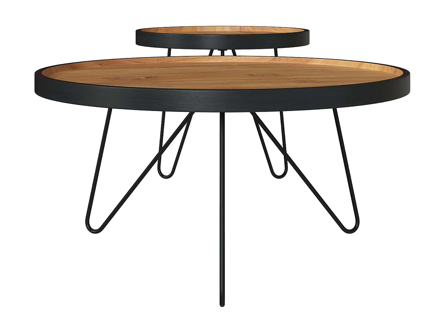 Tables gigognes en bois de teck recyclé et pieds en métal (lot de 2) - Bao