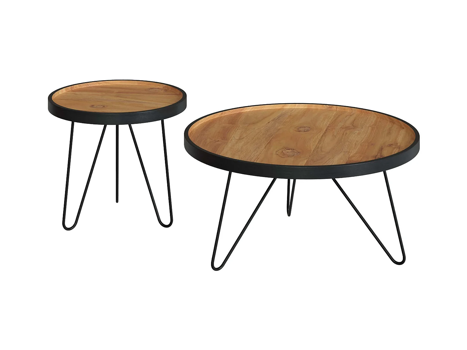 Tables gigognes en bois de teck recyclé et pieds en métal (lot de 2) - Bao
