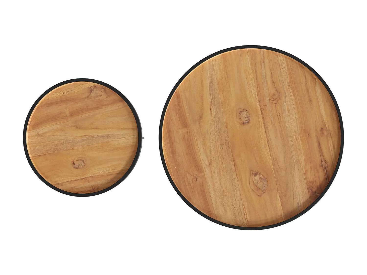 Tables gigognes en bois de teck recyclé et pieds en métal (lot de 2) - Bao