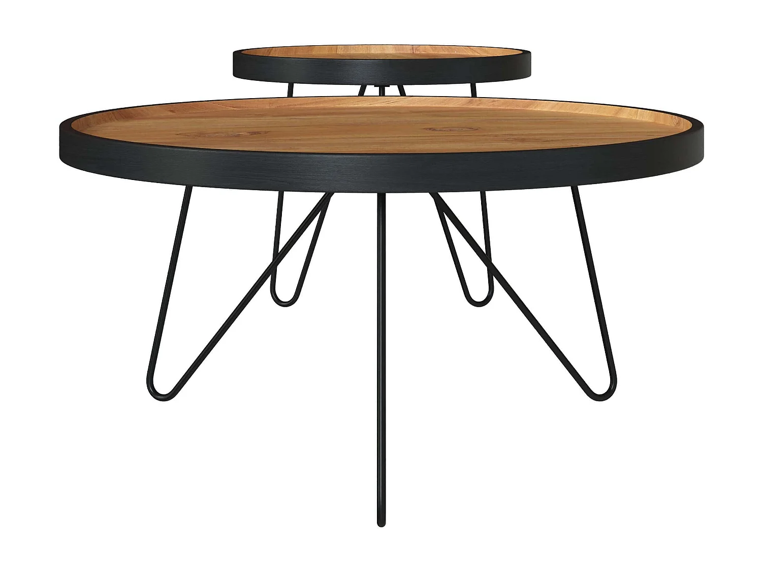 Tables gigognes en bois de teck recyclé et pieds en métal (lot de 2) - Bao