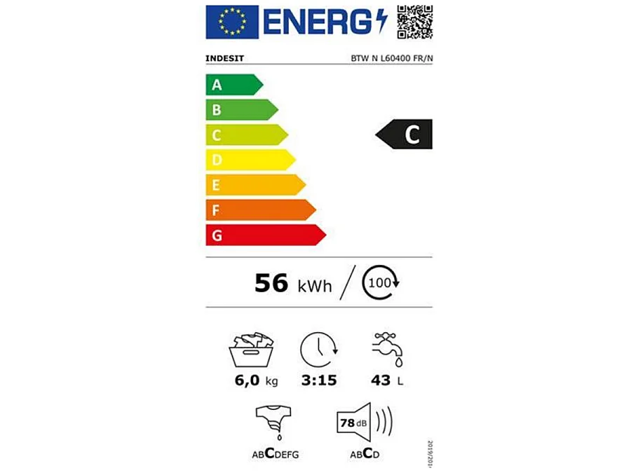 Indesit Lave-linge top 6kg 1000 tours/min - BTWNL60400FR/N