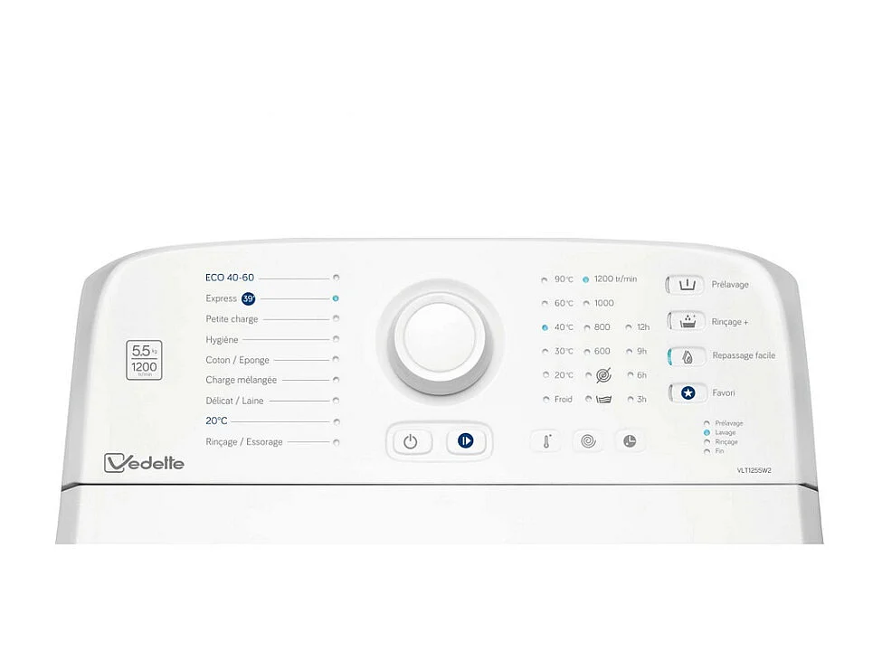 Vedette Lave-linge top 5.5kg 1200 tours/min - vlt1255w2