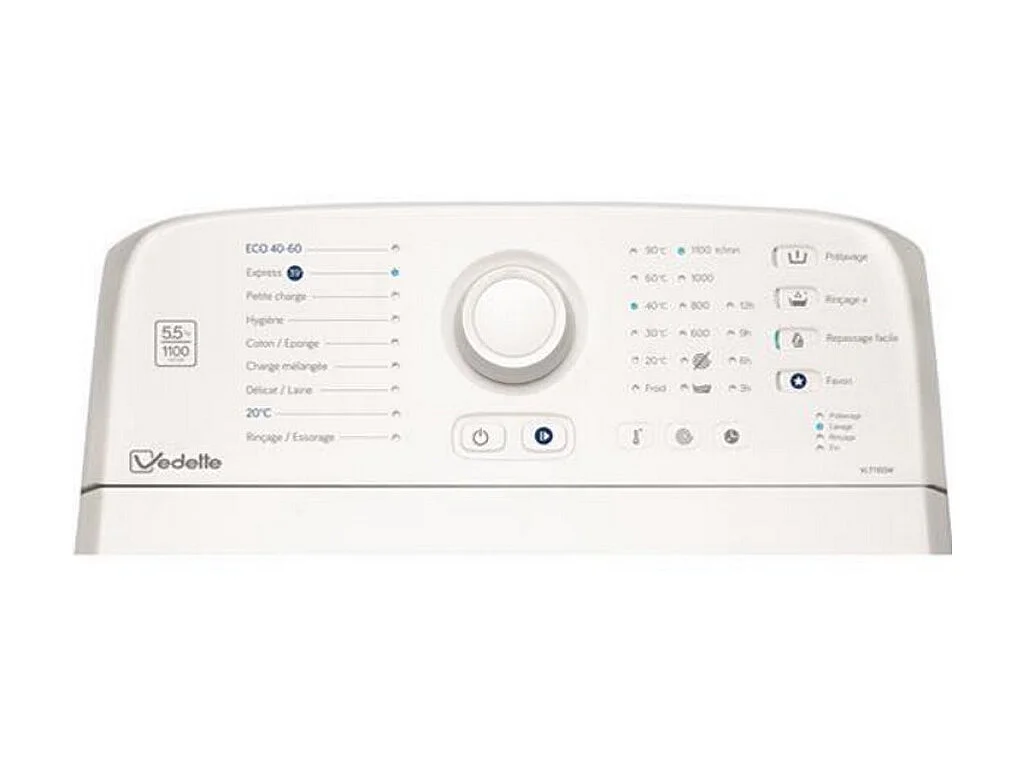 Vedette Lave-linge top 5.5kg 1100 tours/min - vlt1155w