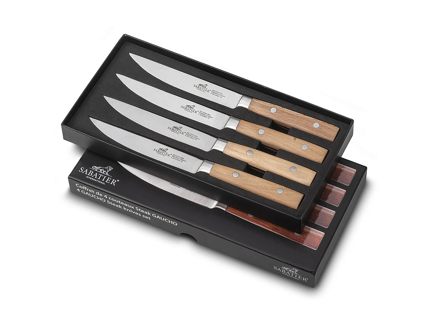Lion Sabatier Coffret 4 couteaux à steak 13cm hêtre naturel - 900484