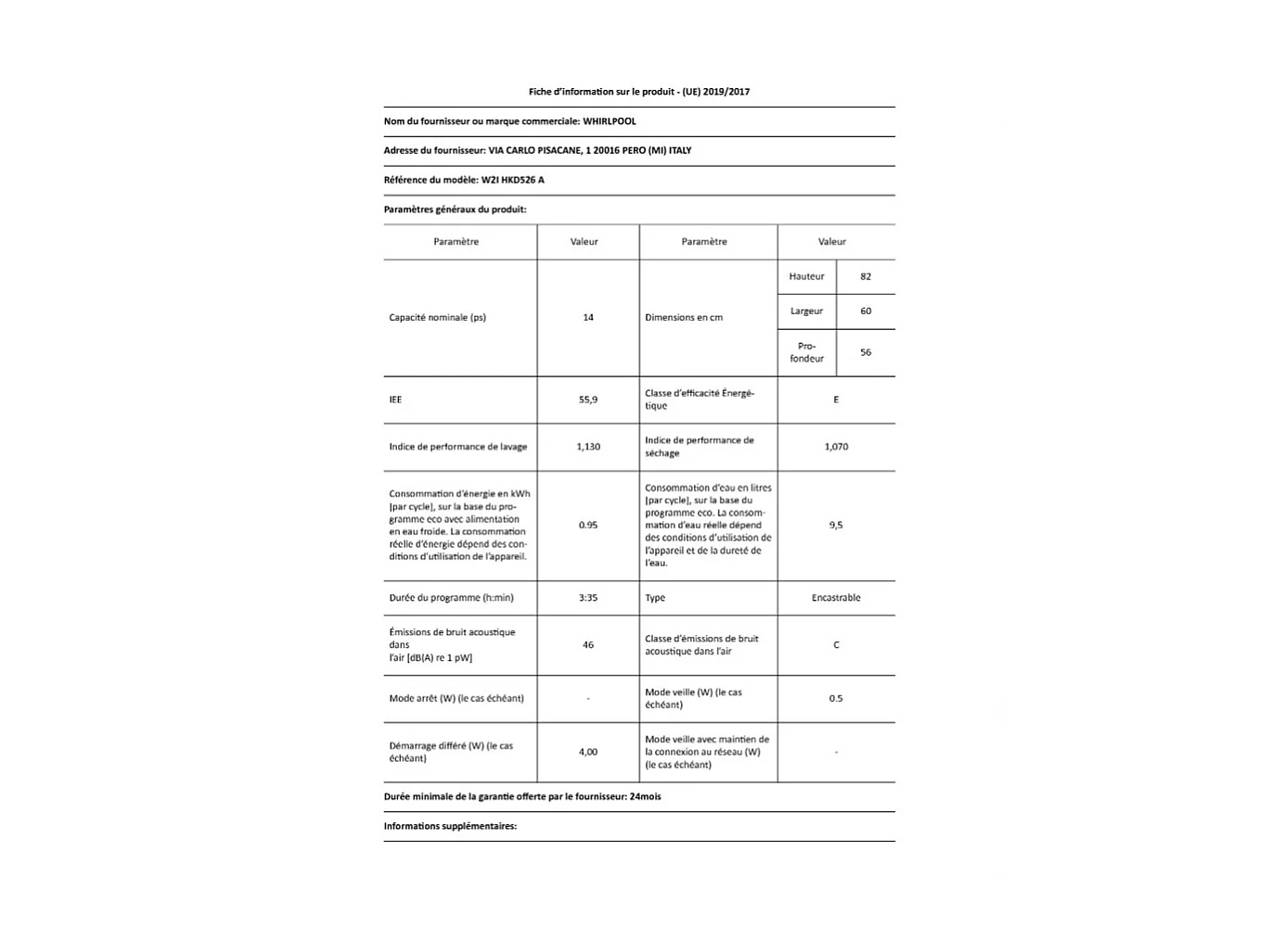 Whirlpool Lavastoviglie da incasso - W2I HKD526 A