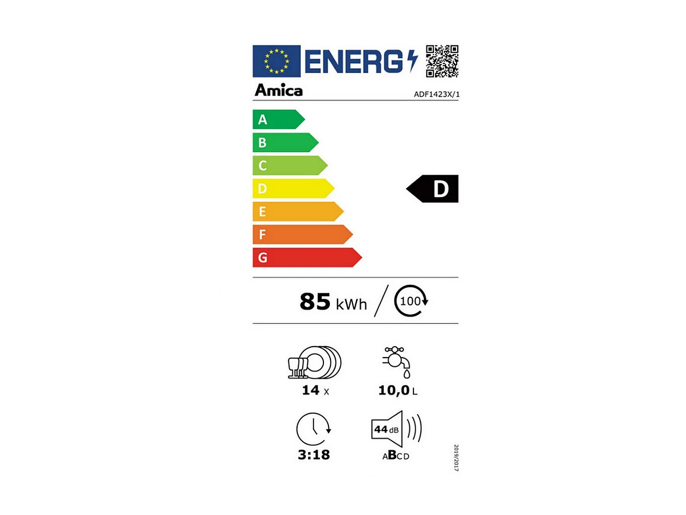 Amica Lave-vaisselle 60cm 14 couverts 44db tout intégrable - adf1423x/1