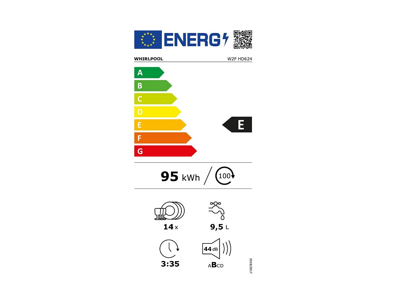 Whirlpool Lave-vaisselle 60cm 14 couverts 44db - W2FHD624