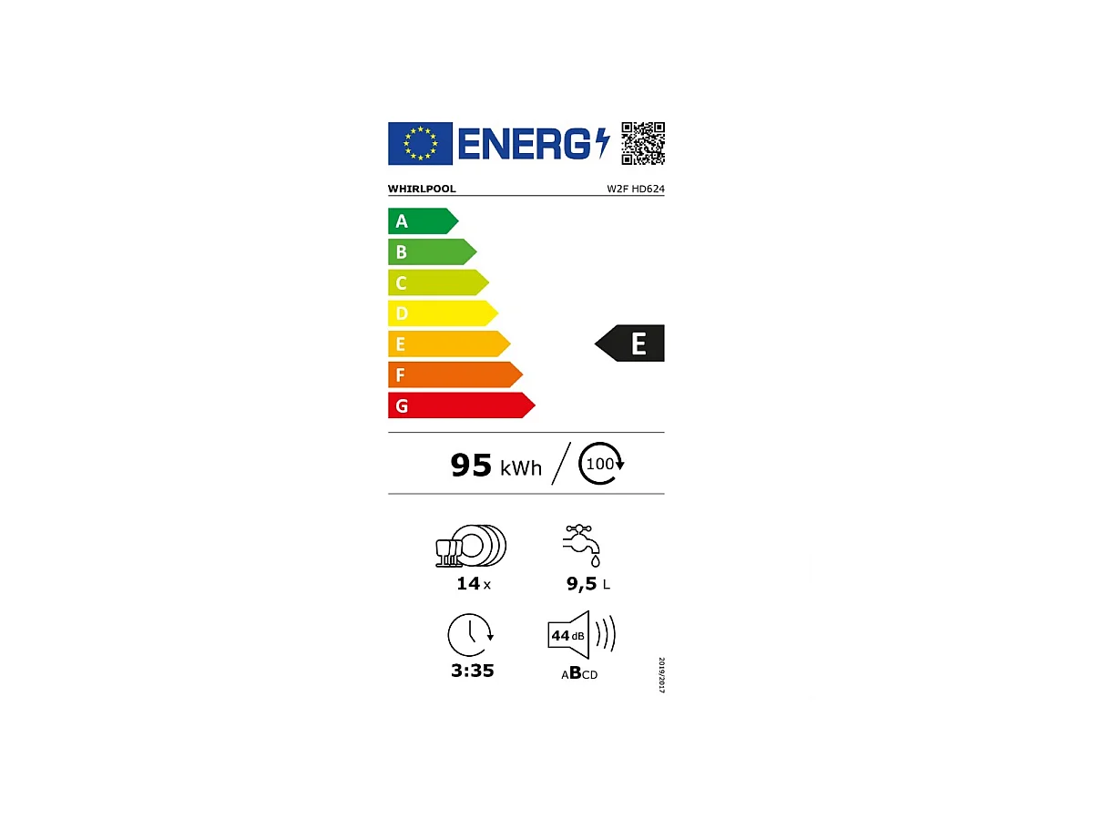 Whirlpool Lave-vaisselle 60cm 14 couverts 44db - W2FHD624
