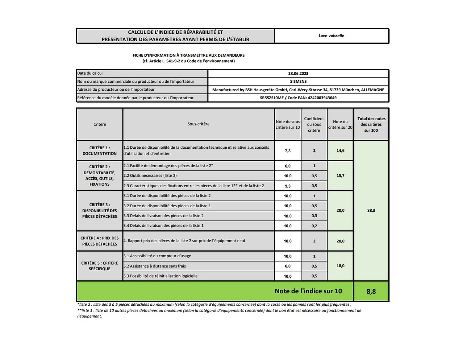 Siemens Lave-vaisselle 45cm 10 couverts 42db noir - SR55ZS10ME