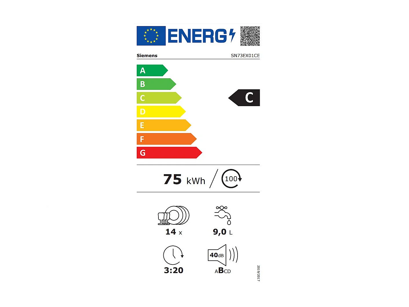 Siemens Lave-vaisselle 60cm 14 couverts 40db tout intégrable - SN73EX01CE