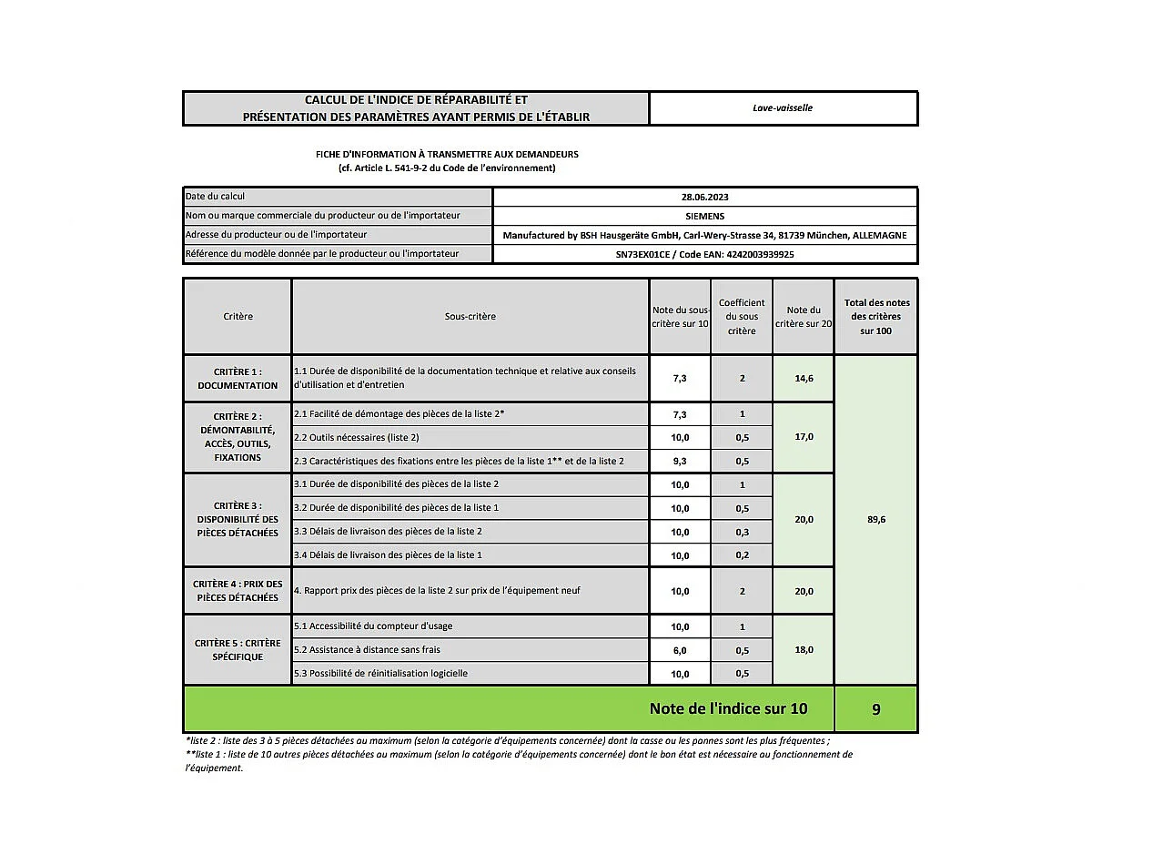 Siemens Lave-vaisselle 60cm 14 couverts 40db tout intégrable - SN73EX01CE