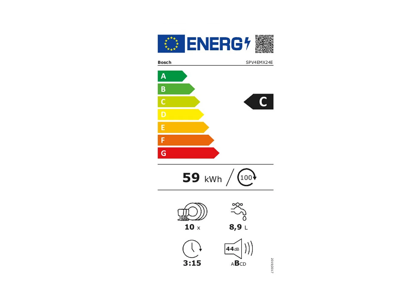 Bosch Lave-vaisselle 45cm 10 couverts 44db tout intégrable - SPV4EMX24E