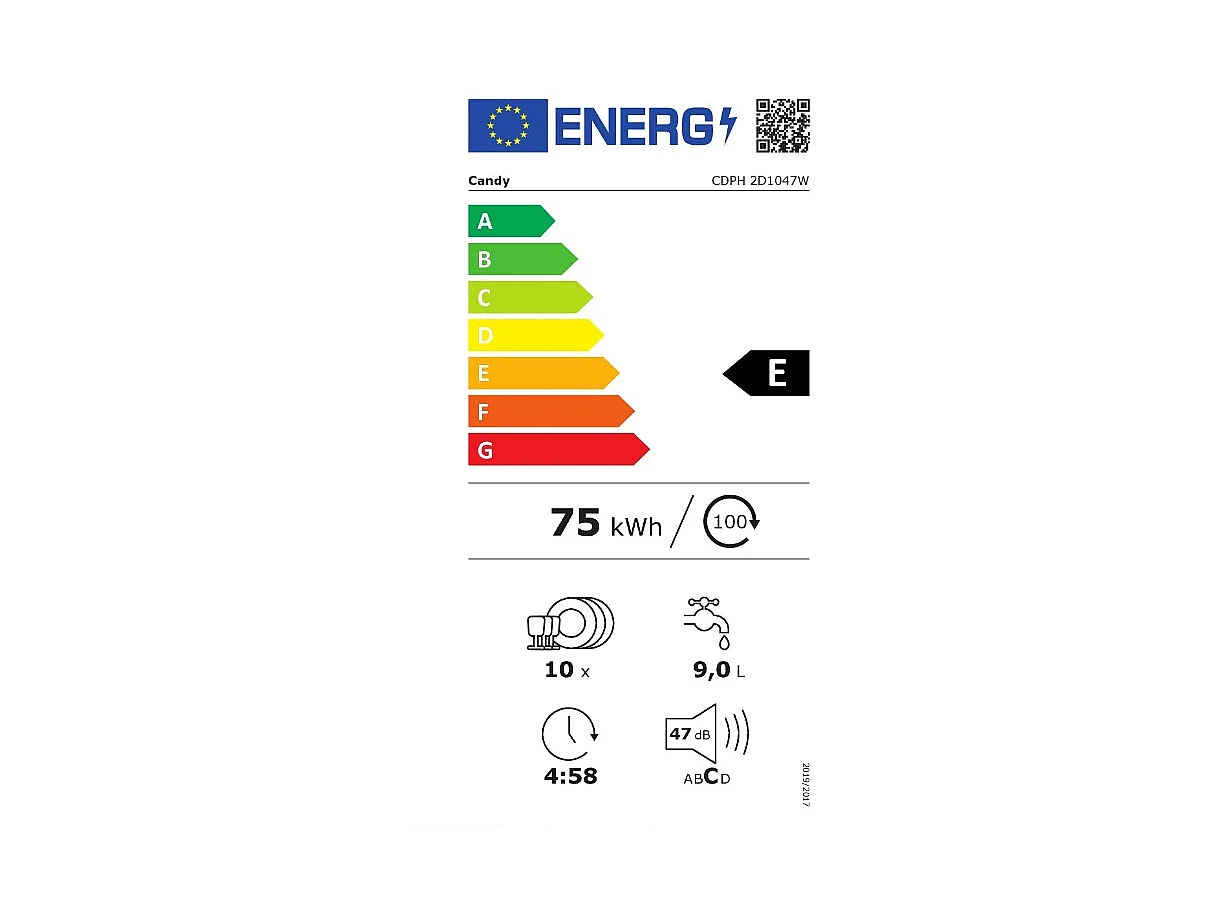 Candy Lave-vaisselle 45cm 10 couverts 47db - cdph2d1047w