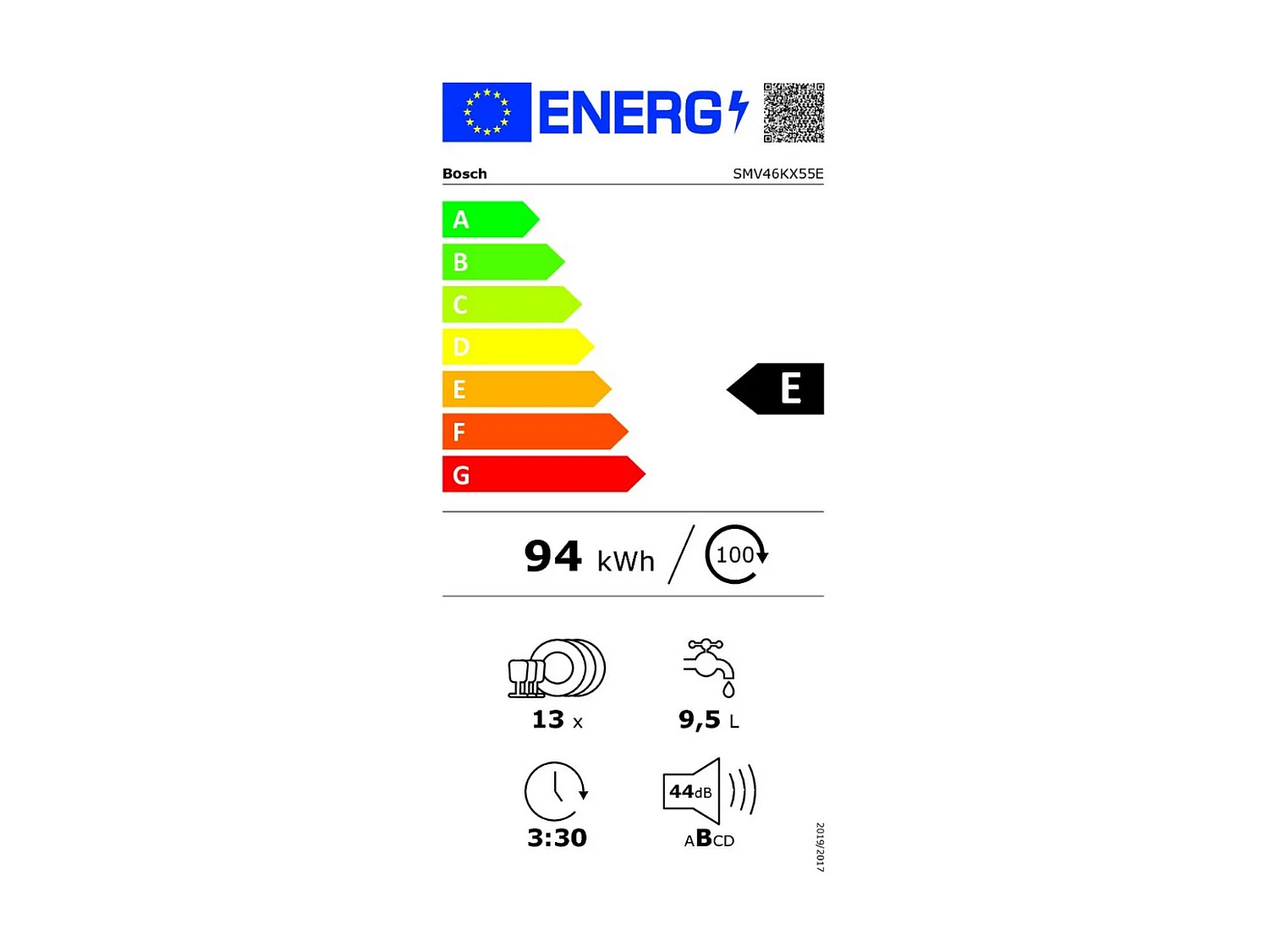 Bosch Lave-vaisselle 60cm 13 couverts 44db tout intégrable - SMV46KX55E