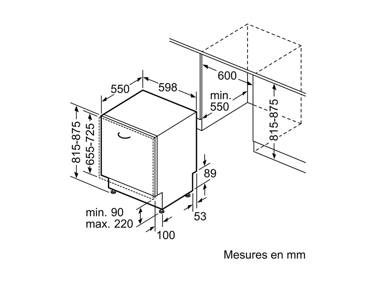 Bosch Lave-vaisselle 60cm 13 couverts 44db tout intégrable - SMV46KX55E