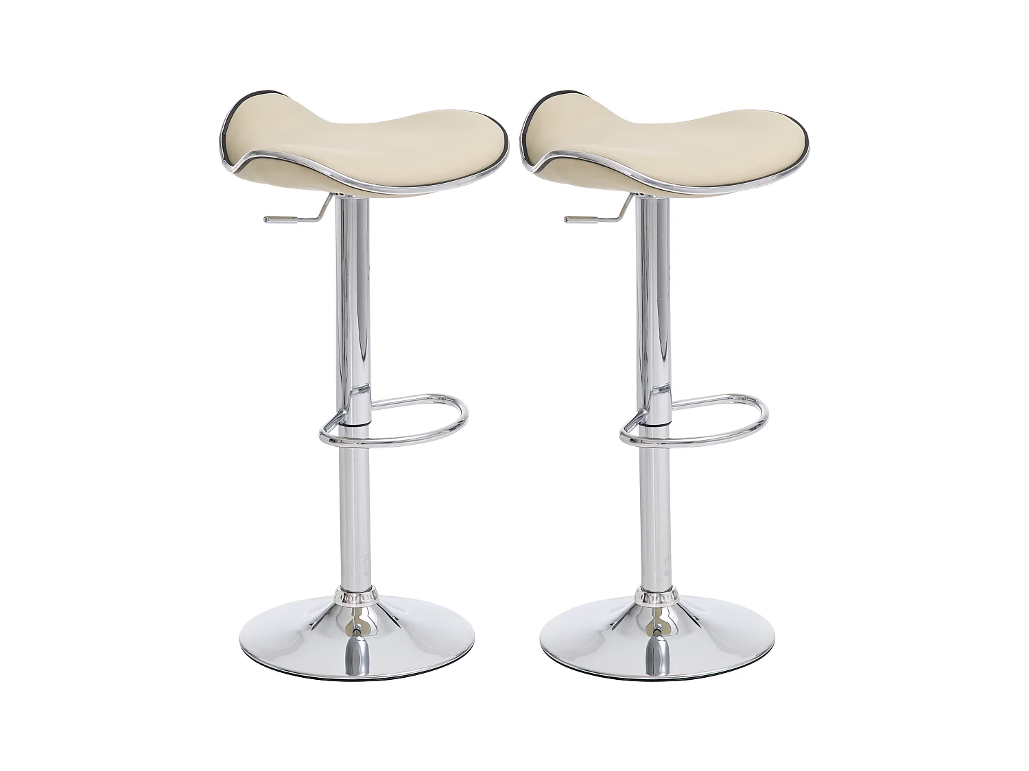 Lot de 2  Tabouret de bar - Similicuir - Crème - Shanghai