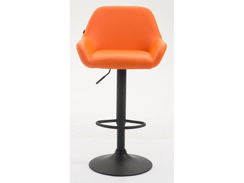 Lot de 2  Tabouret de bar - Similicuir (PVC) & Métal noir mat - Orange - Braga