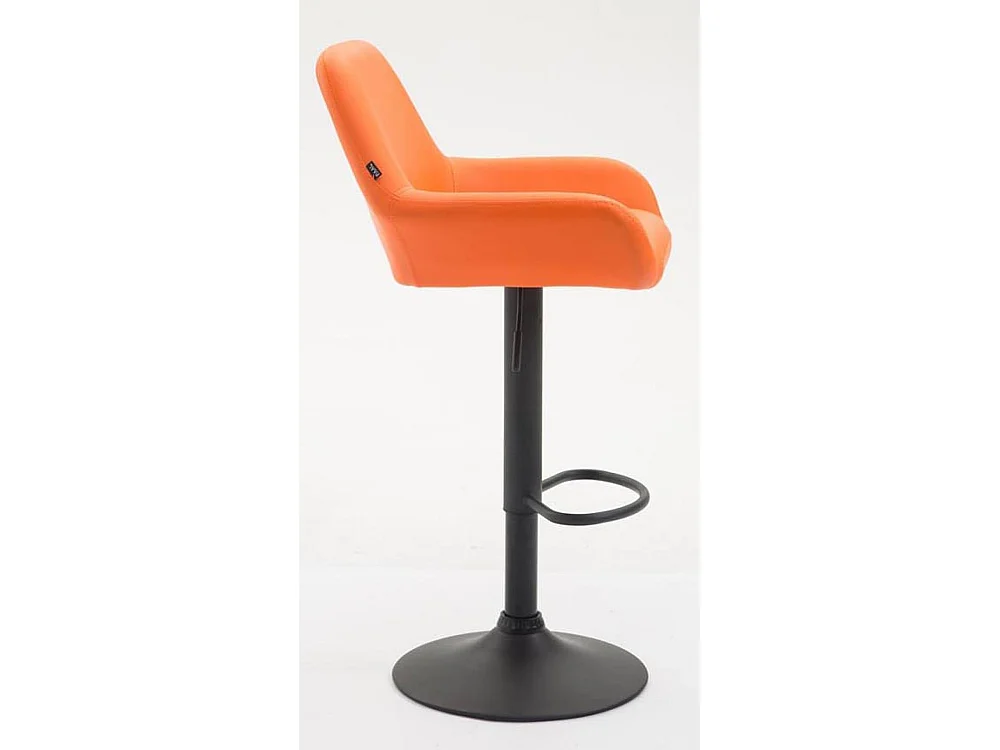 Lot de 2  Tabouret de bar - Similicuir (PVC) & Métal noir mat - Orange - Braga