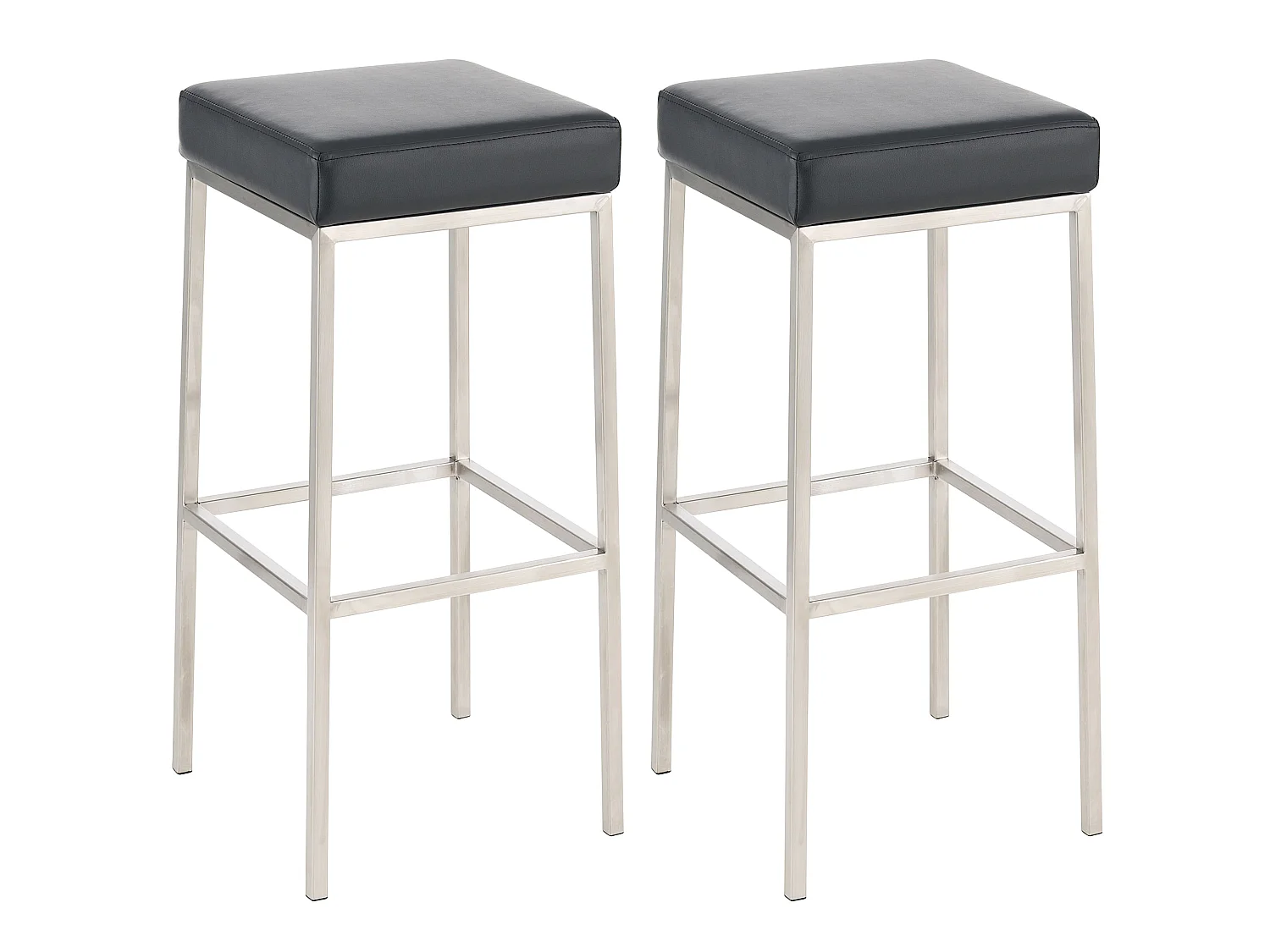 Lot de 2  Tabouret de bar - Similicuir & Acier inoxydable - Noir - Montreal 85