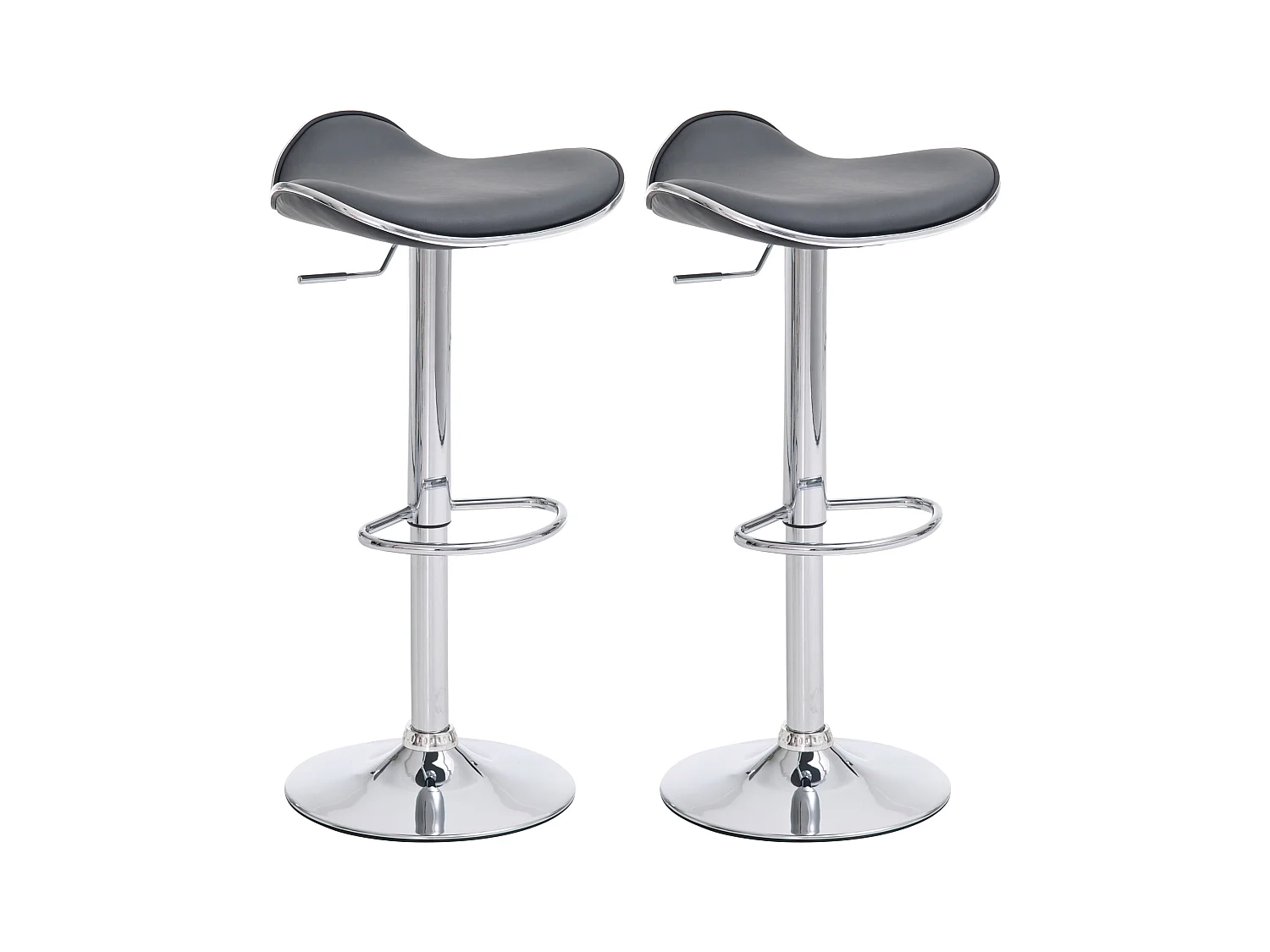 Lot de 2  Tabouret de bar - Similicuir - Gris - Shanghai