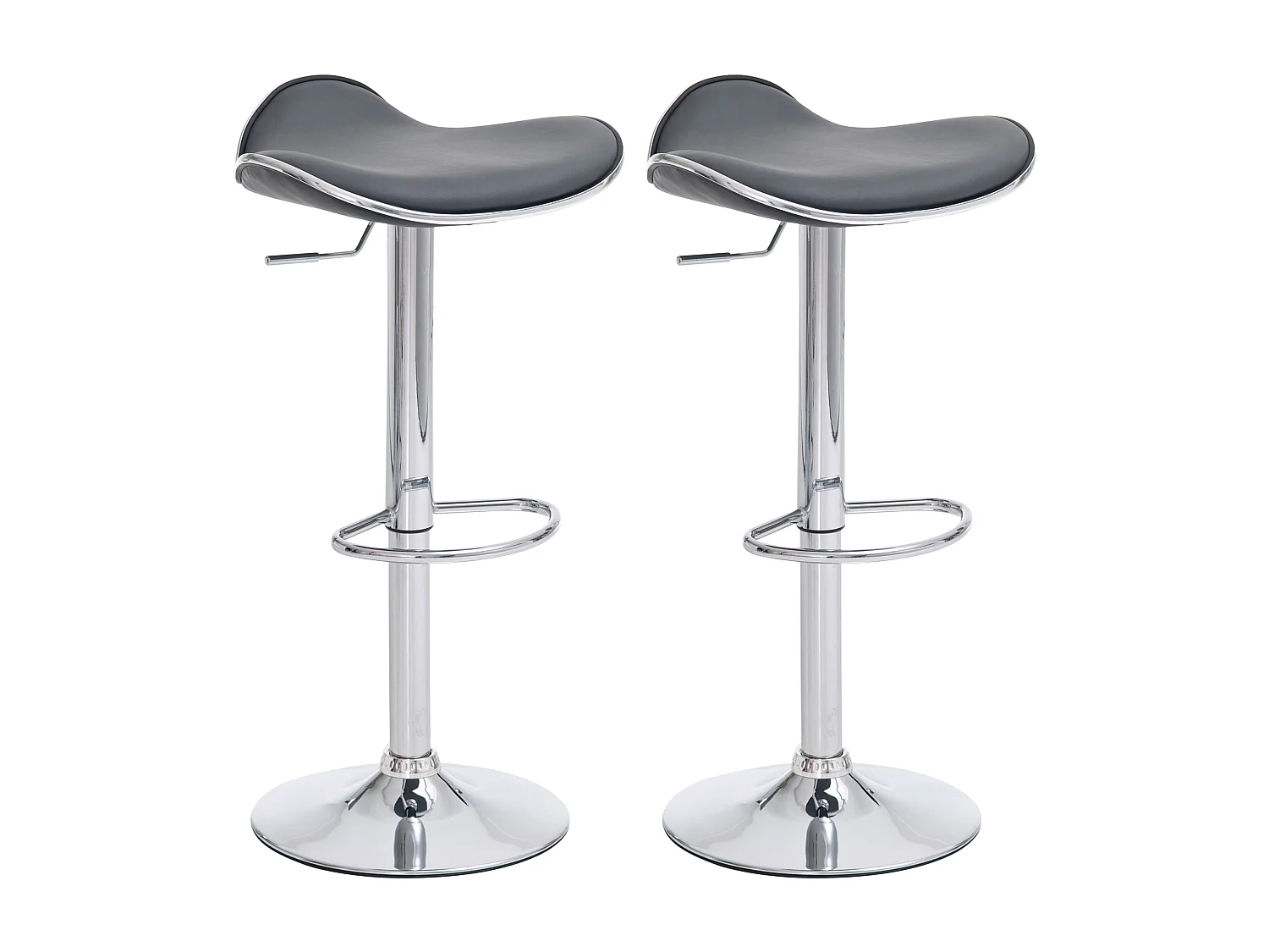 Lot de 2  Tabouret de bar - Similicuir - Gris - Shanghai