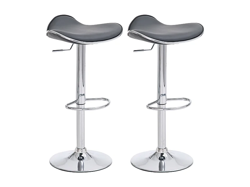2er Set Barhocker - Kunstleder - grau - Shanghai
