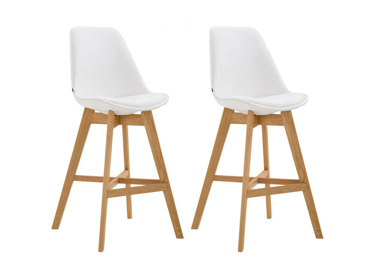 Lot de 2  Tabouret de bar - Similicuir & Nature - Blanc - Cannes