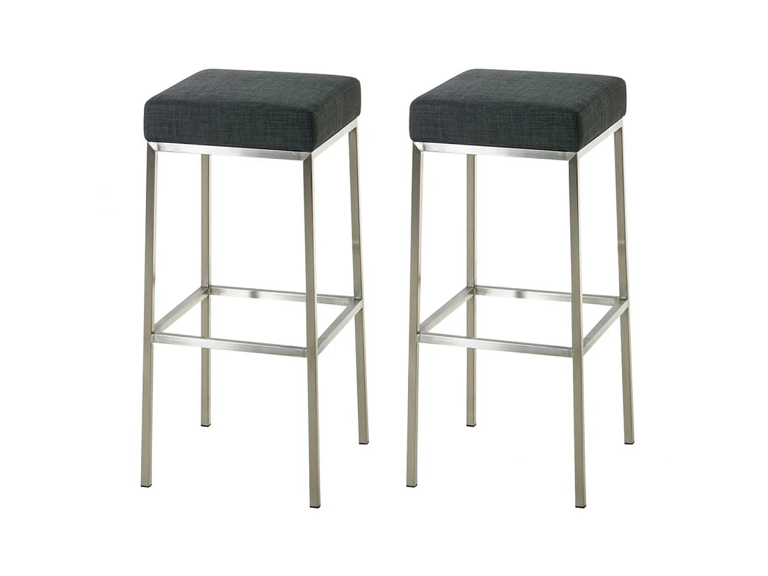 Lot de 2  Tabouret de bar - Tissu & Acier inoxydable - Gris foncé - Montreal 80