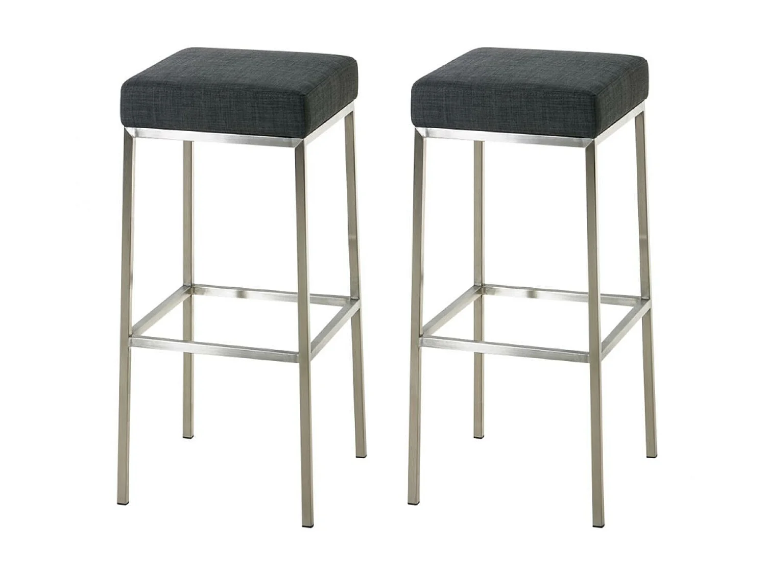 Lot de 2  Tabouret de bar - Tissu & Acier inoxydable - Gris foncé - Montreal 80