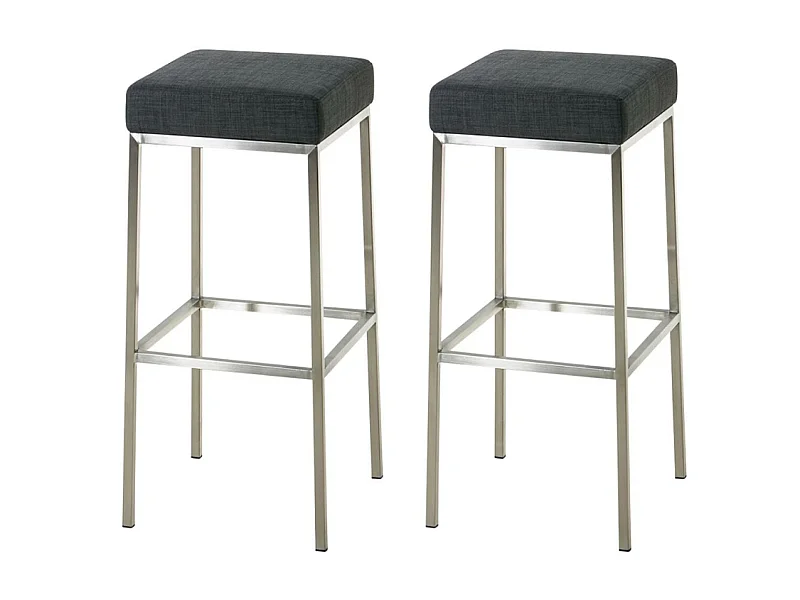 Set van 2  Barkruk - Stof & roestvrij staal - donkergrijs - Montreal 80