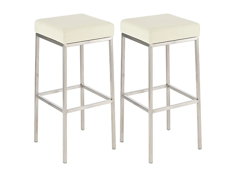 Lot de 2  Tabouret de bar - Similicuir & Acier inoxydable - Crème - Montreal 85