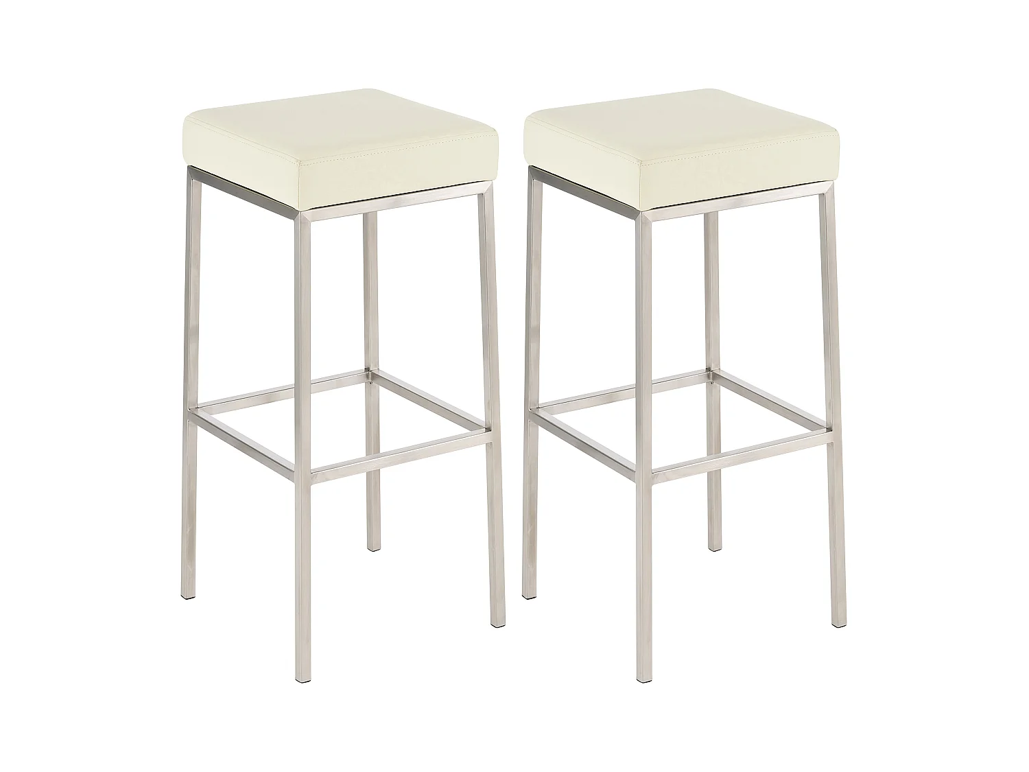 Lot de 2  Tabouret de bar - Similicuir & Acier inoxydable - Crème - Montreal 85