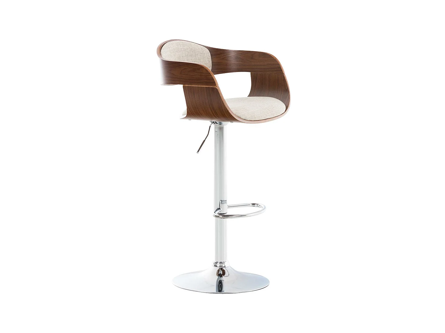 Tabouret de bar - Tissu - Noyer / Crème - Kingston