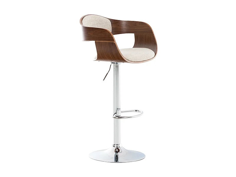 Tabouret de bar - Tissu - Noyer / Crème - Kingston