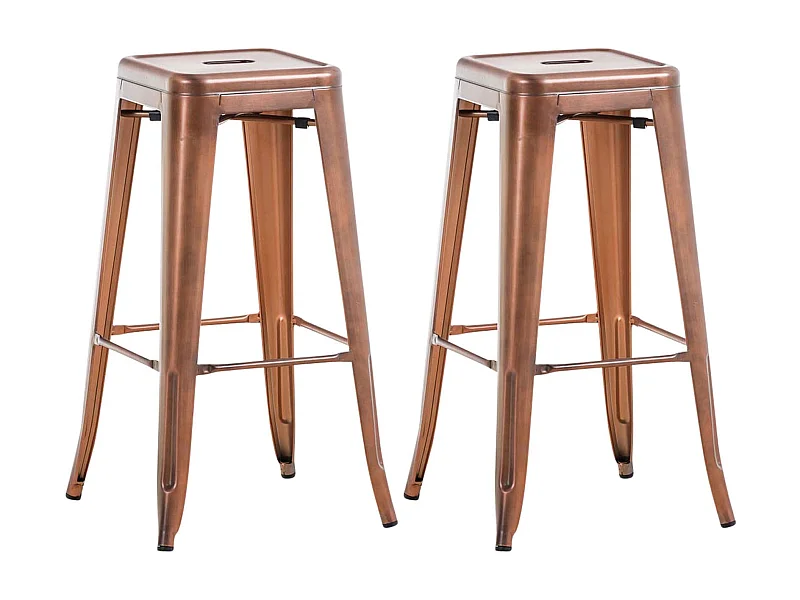 Lot de 2  Tabouret de bar - Métal & Métal - Cuivre - Joshua V2