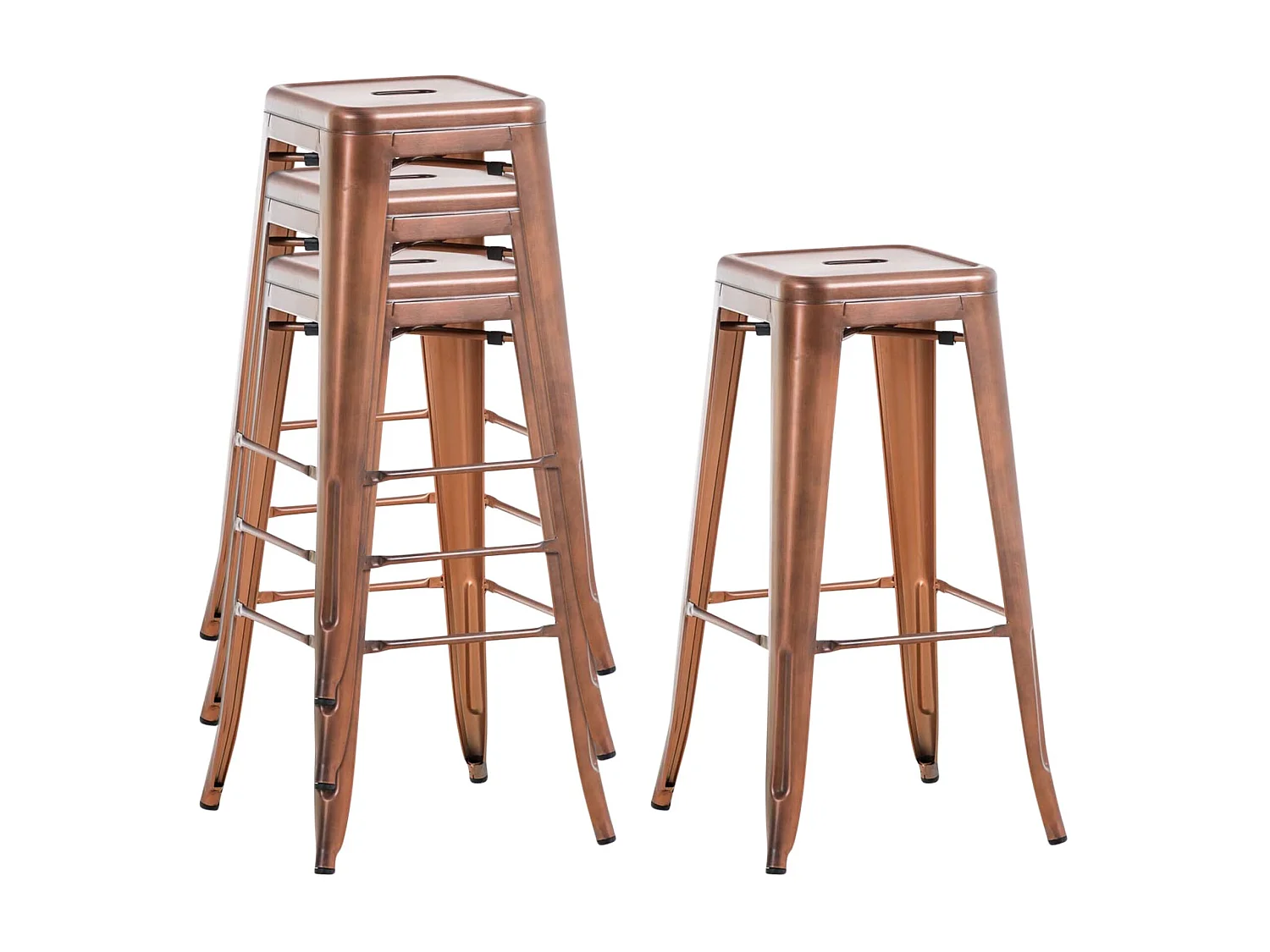 Lot de 2  Tabouret de bar - Métal & Métal - Cuivre - Joshua V2