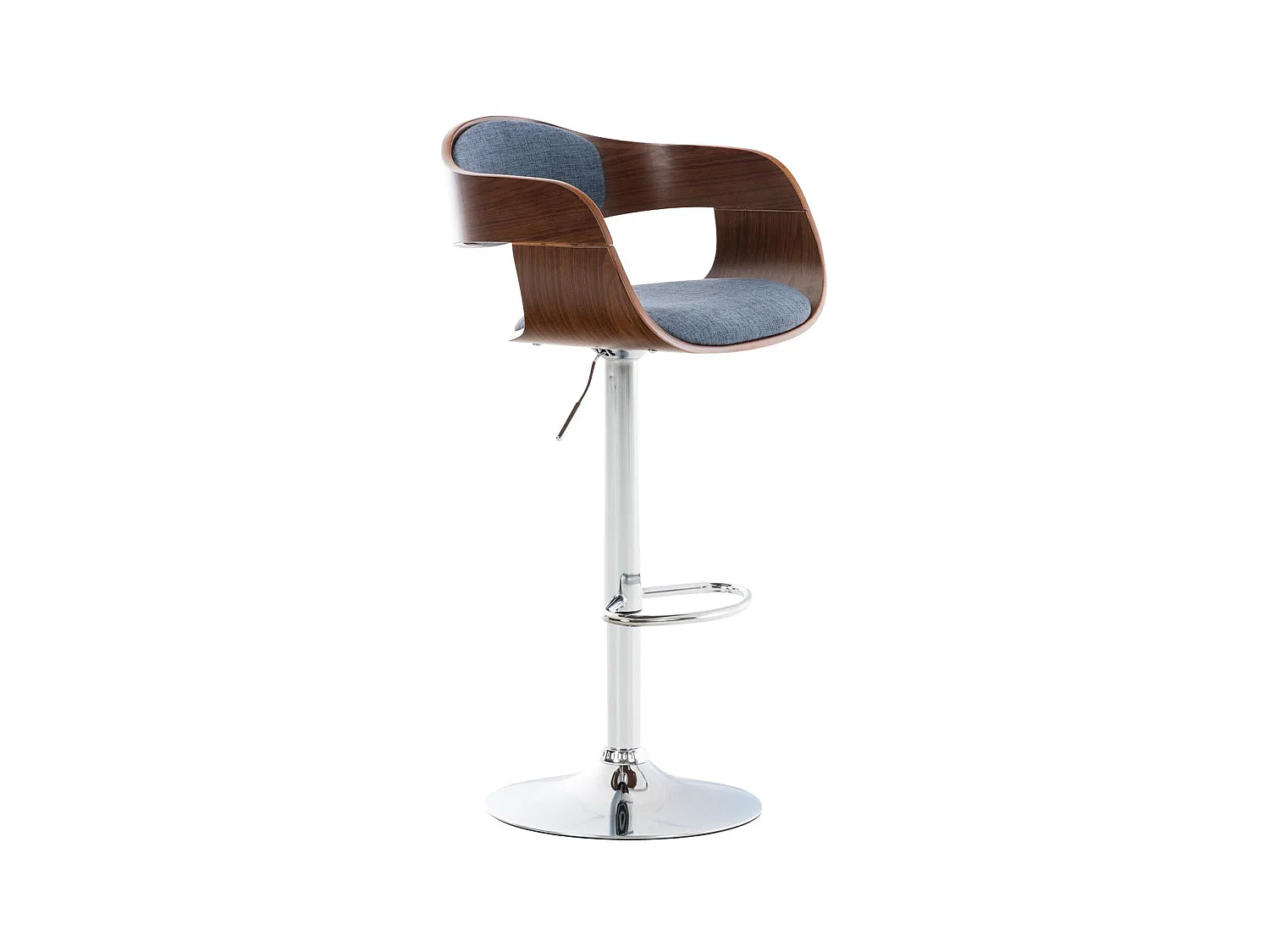 Tabouret de bar - Tissu - Noyer / Bleu - Kingston