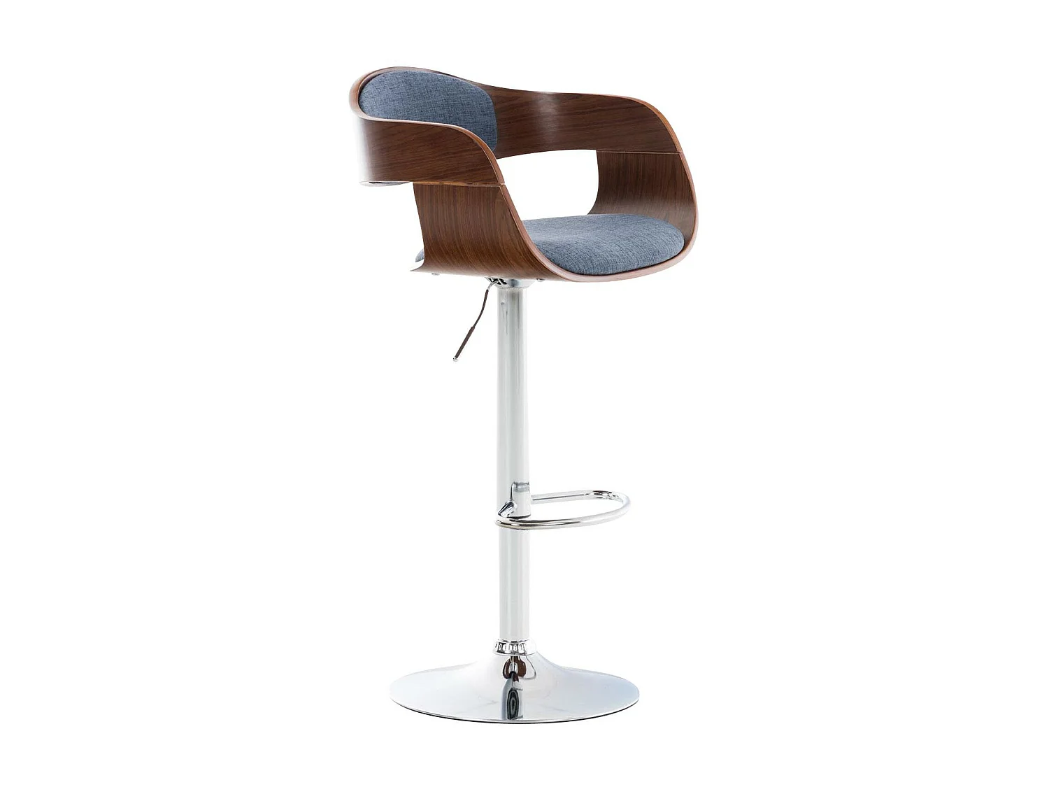 Tabouret de bar - Tissu - Noyer / Bleu - Kingston