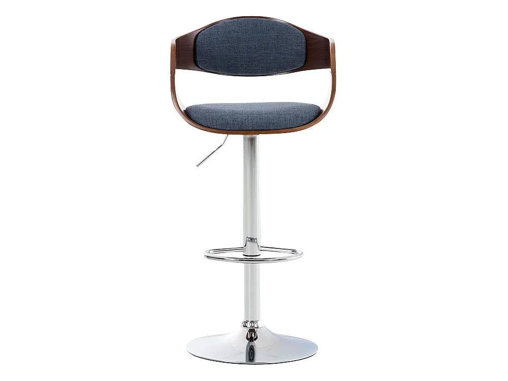 Tabouret de bar - Tissu - Noyer / Bleu - Kingston