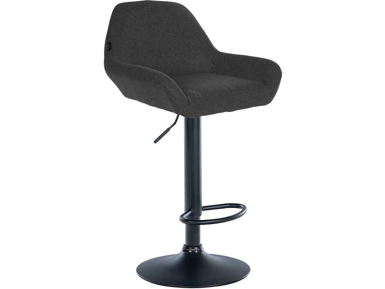 Lot de 2  Tabouret de bar - Tissu & Noir - Gris foncé - Braga