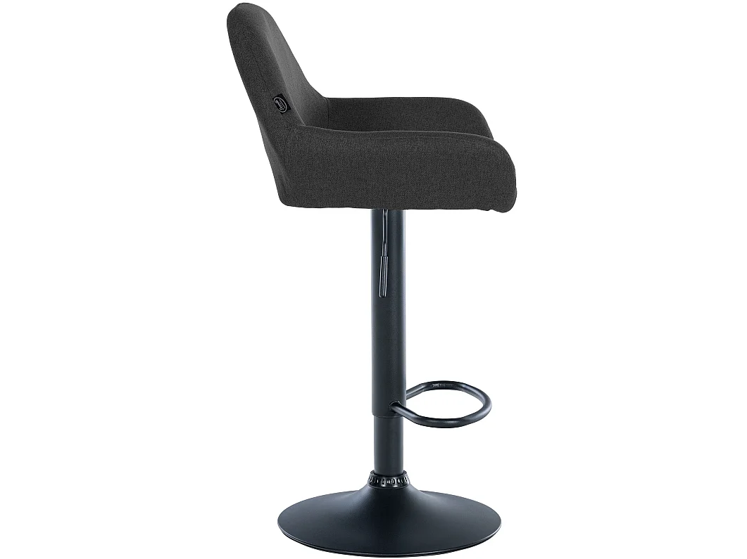 Lot de 2  Tabouret de bar - Tissu & Noir - Gris foncé - Braga