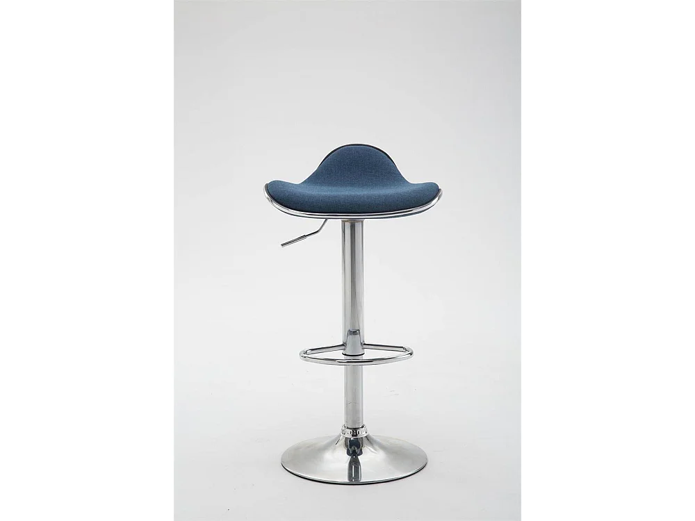 Banco de bar em tecido de Xangai azul|cromo