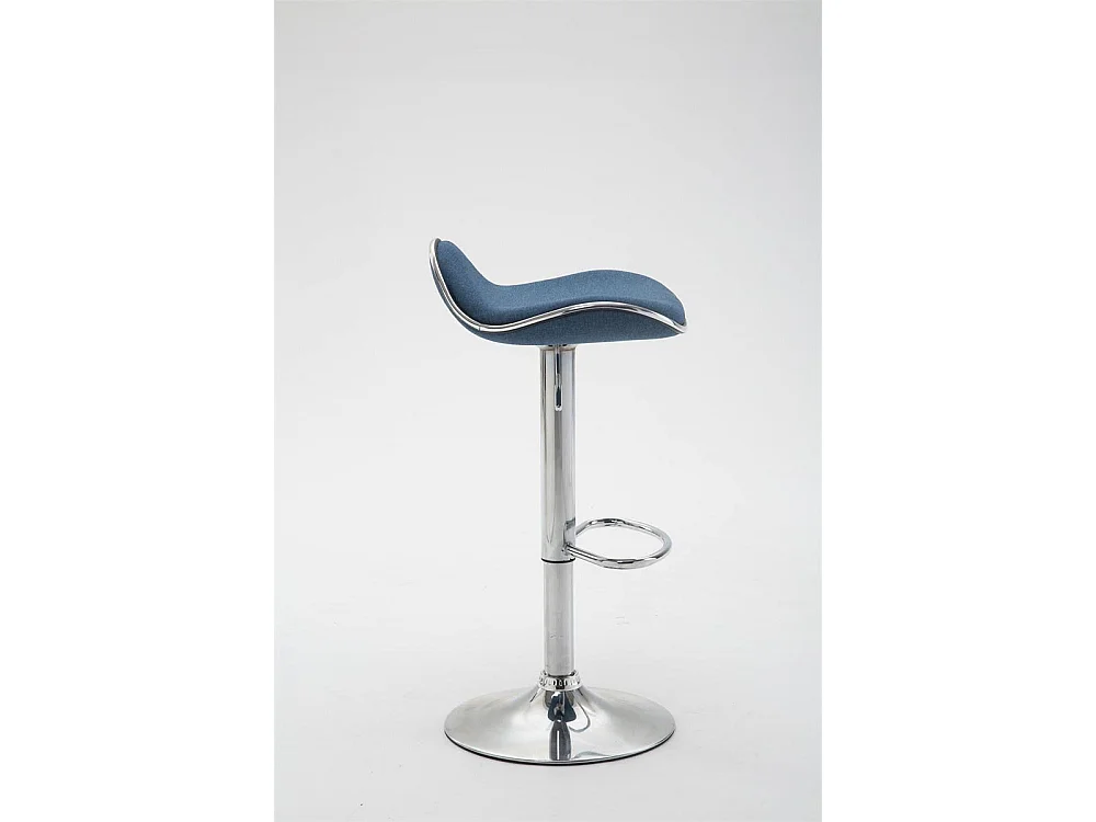 Banco de bar em tecido de Xangai azul|cromo