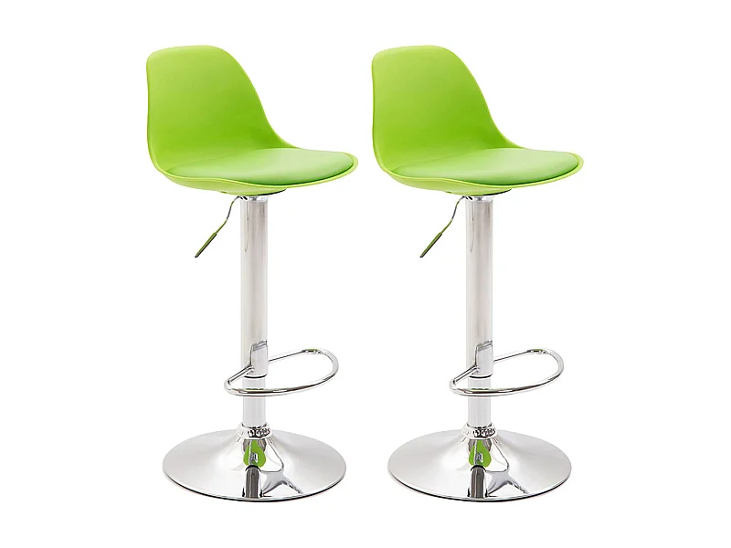 Lot de 2  Tabouret de bar - Similicuir & Métal - Vert - Kiel