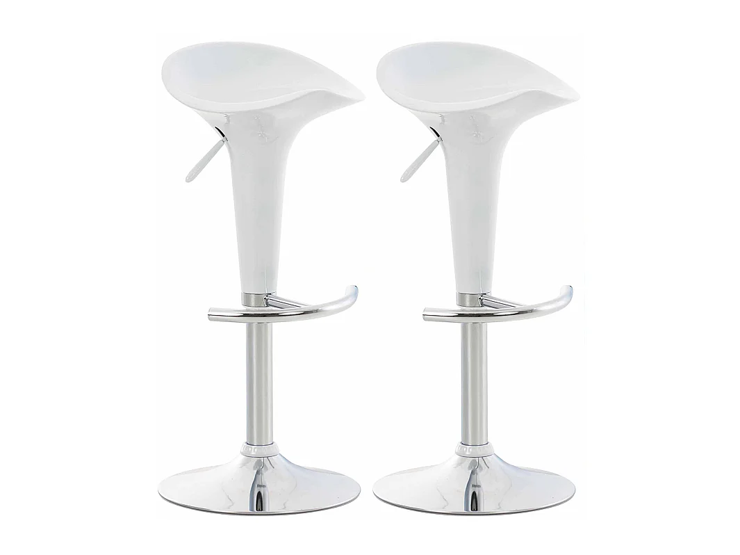 Set van 2  Barkruk - Kunststof & Metaal in chroomoptiek - wit - Saddle
