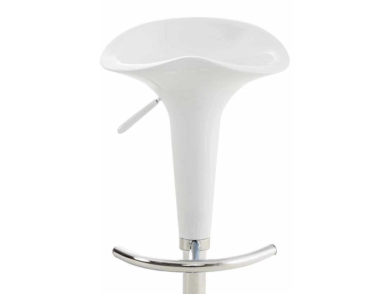 Lot de 2  Tabouret de bar - Plastique & Métal chromé - Blanc - Saddle