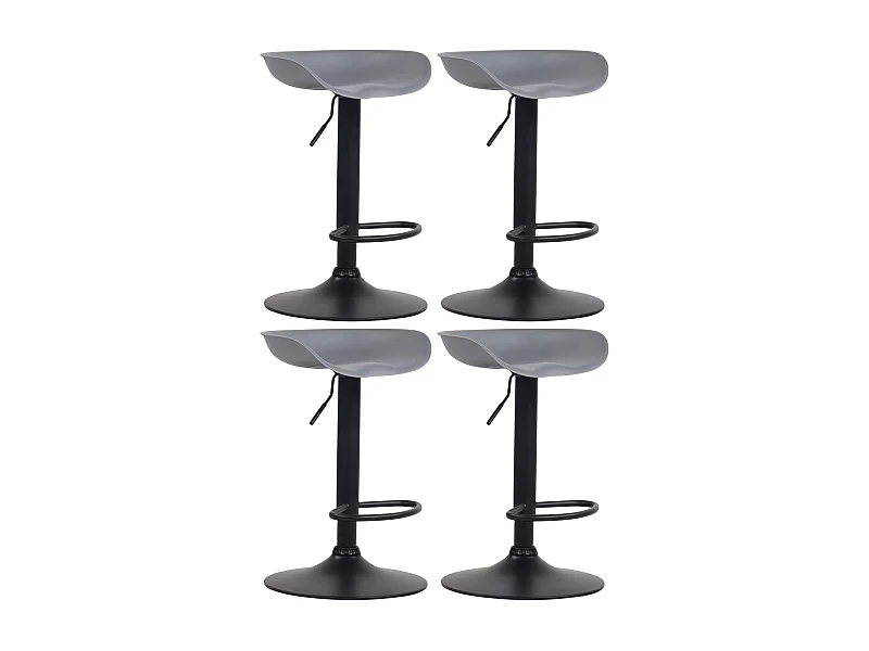 Lot de 4  Tabouret de bar - Plastique & Métal - Gris - Anaheim