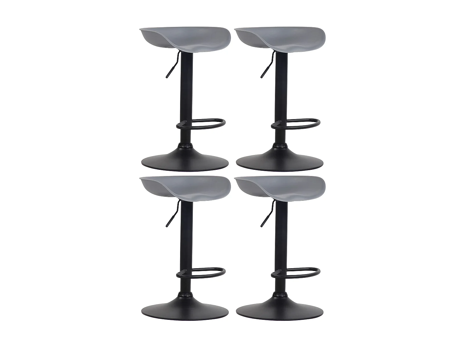 Lot de 4  Tabouret de bar - Plastique & Métal - Gris - Anaheim