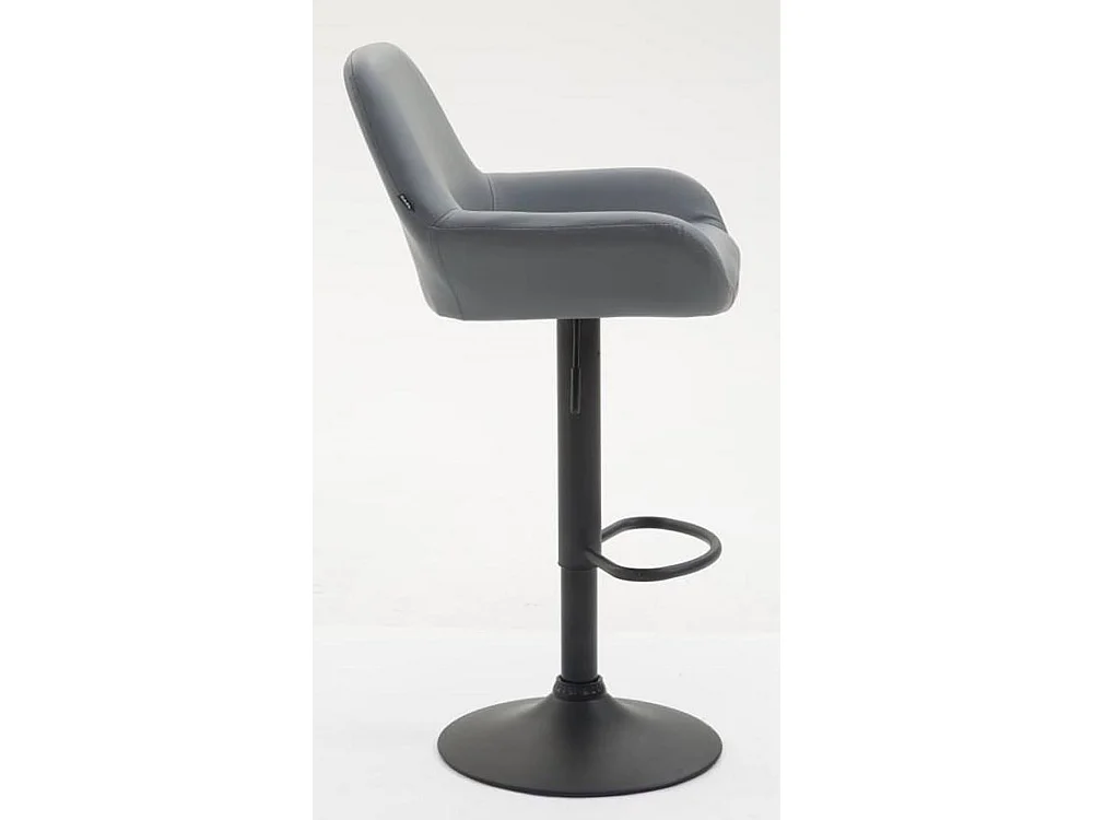 Lot de 2  Tabouret de bar - Similicuir (PVC) & Métal noir mat - Gris - Braga