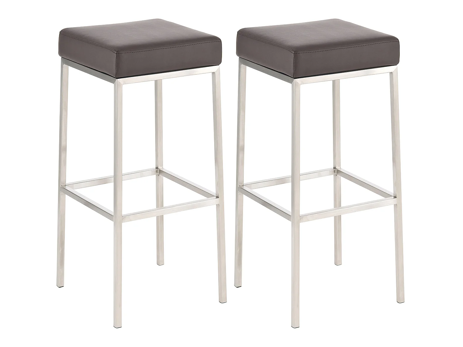 Lot de 2  Tabouret de bar - Similicuir & Acier inoxydable - Marron - Montreal 85